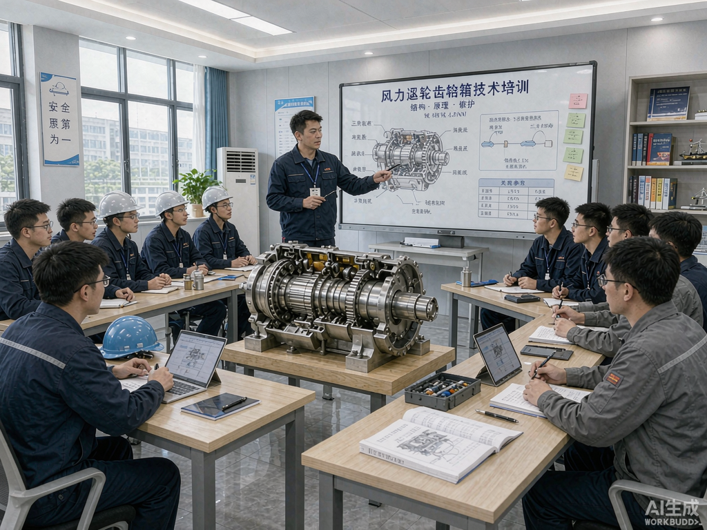 WTG technical training session with turbine components